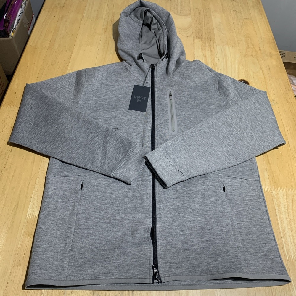 VRST Men's‎ Earl Grey Pockets Pinnacle Fleece Full Zipper Hoodie Size S NWT
